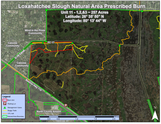 Aerial Map showing prescribed fire location at Loxahatchee Slough Natural Area May 3 & 4 2023
